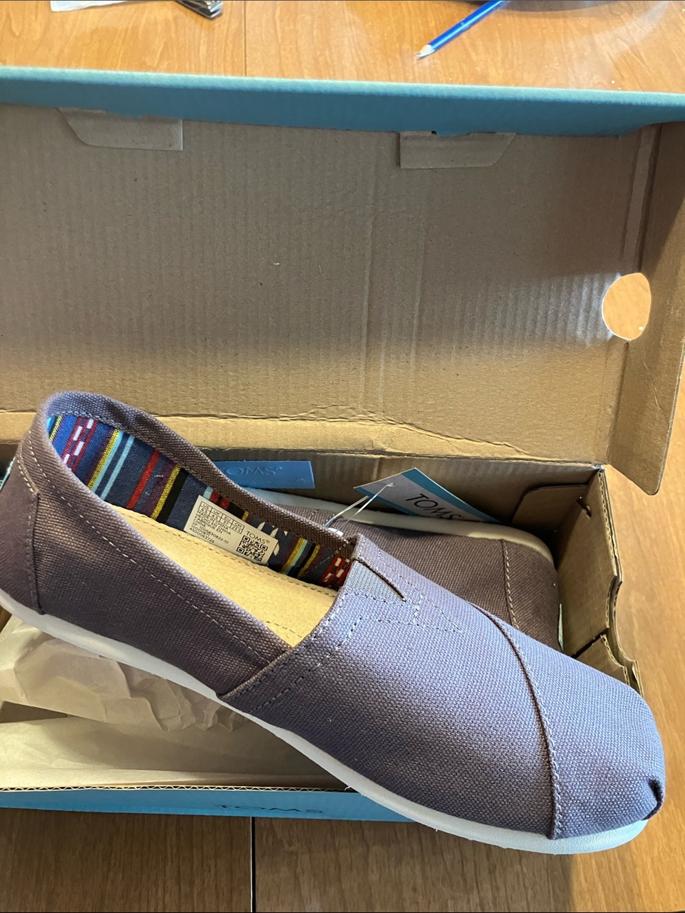 NWT Toms Alpargata Ash Canvas Cotton Canvas Slip on shoes Size woman’s 6.5